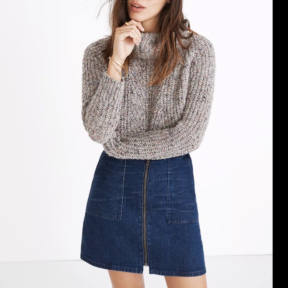 Madewell utility zip front denim skirt